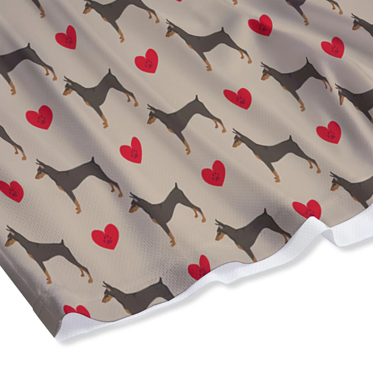 Dobermann Heart Print Pattern Mesh Shorts - Image 4