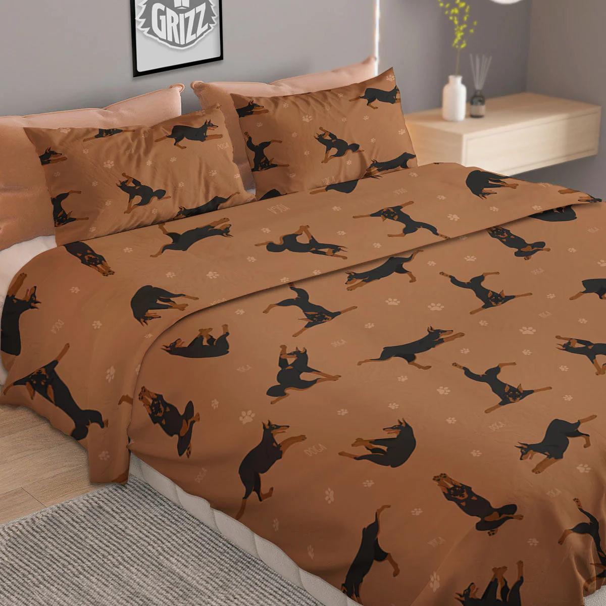 Dobermann Print Pattern Duvet Cover Bedding Set - Image 2
