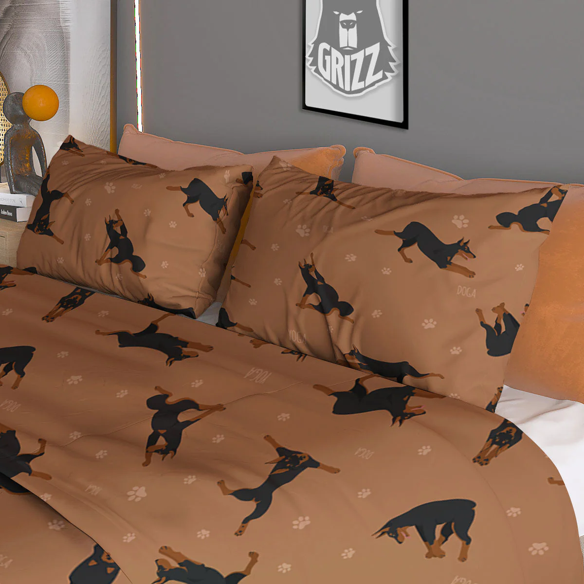 Dobermann Print Pattern Duvet Cover Bedding Set - Image 3