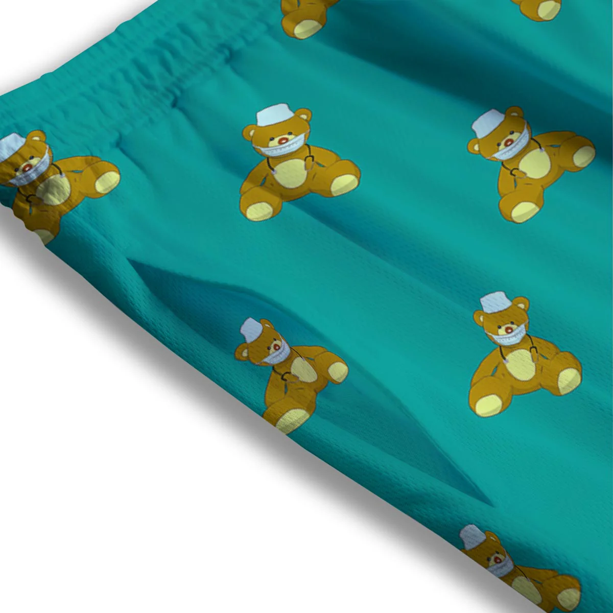 Doctor Teddy Bear Print Pattern Mesh Shorts - Image 3
