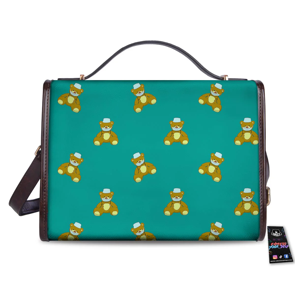 Doctor Teddy Bear Print Pattern Women's Satchel Bag - Image 2