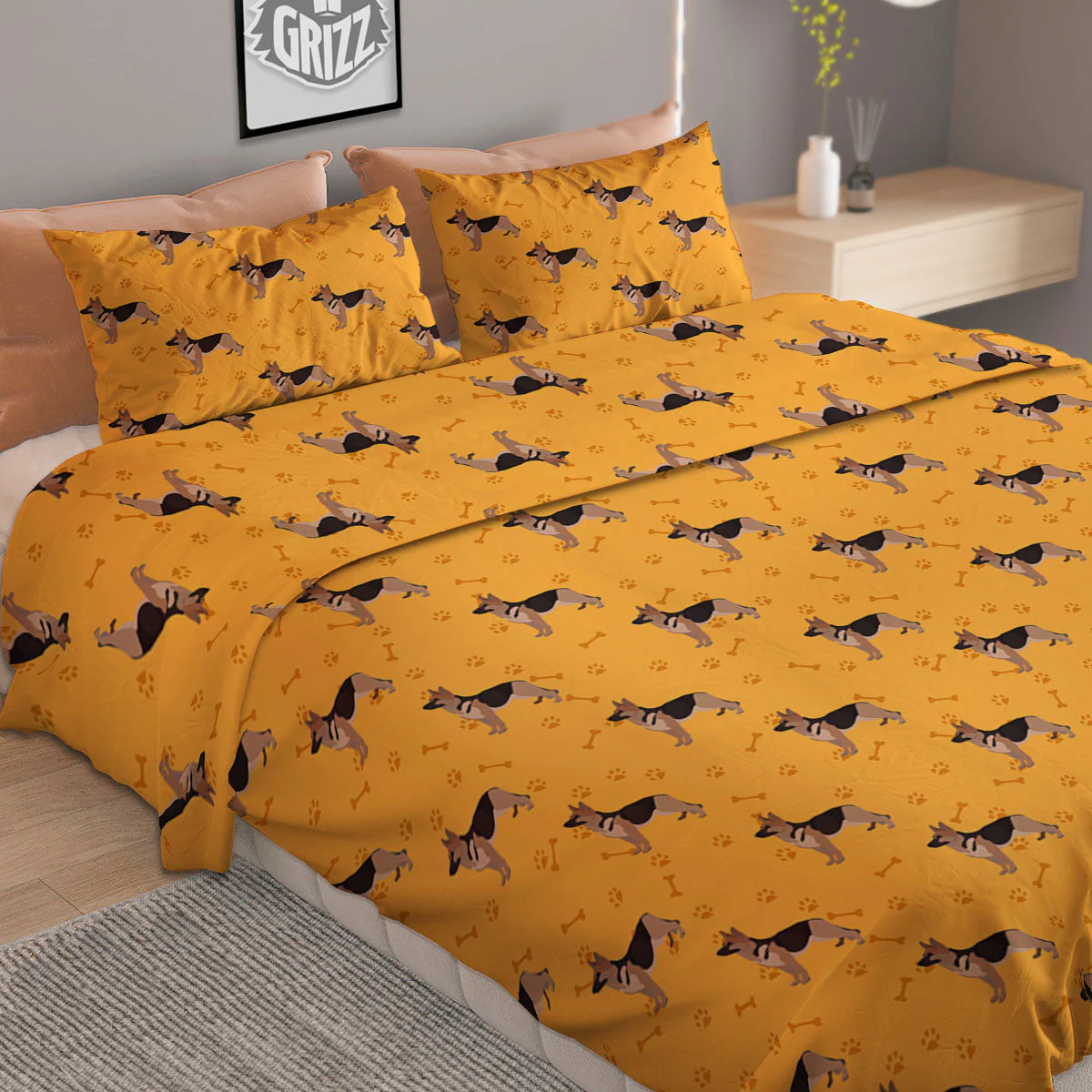 Dog German Shepherd Print Pattern Duvet Cover Bedding Set - Image 2