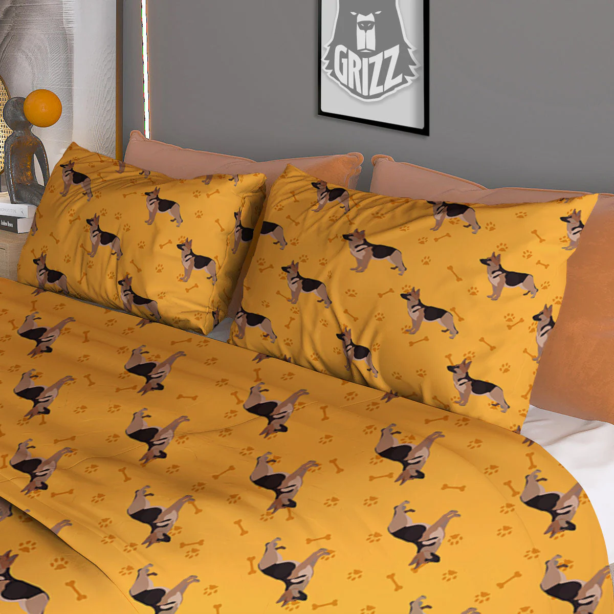 Dog German Shepherd Print Pattern Duvet Cover Bedding Set - Image 3