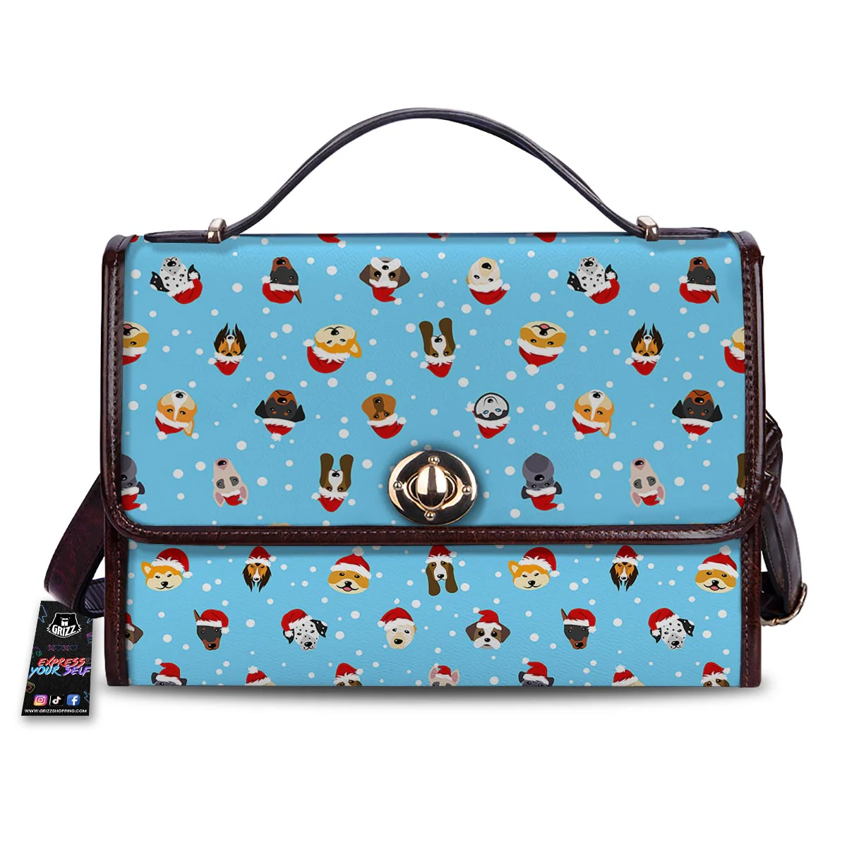 Dog Santa Print Pattern Women's Satchel Bag