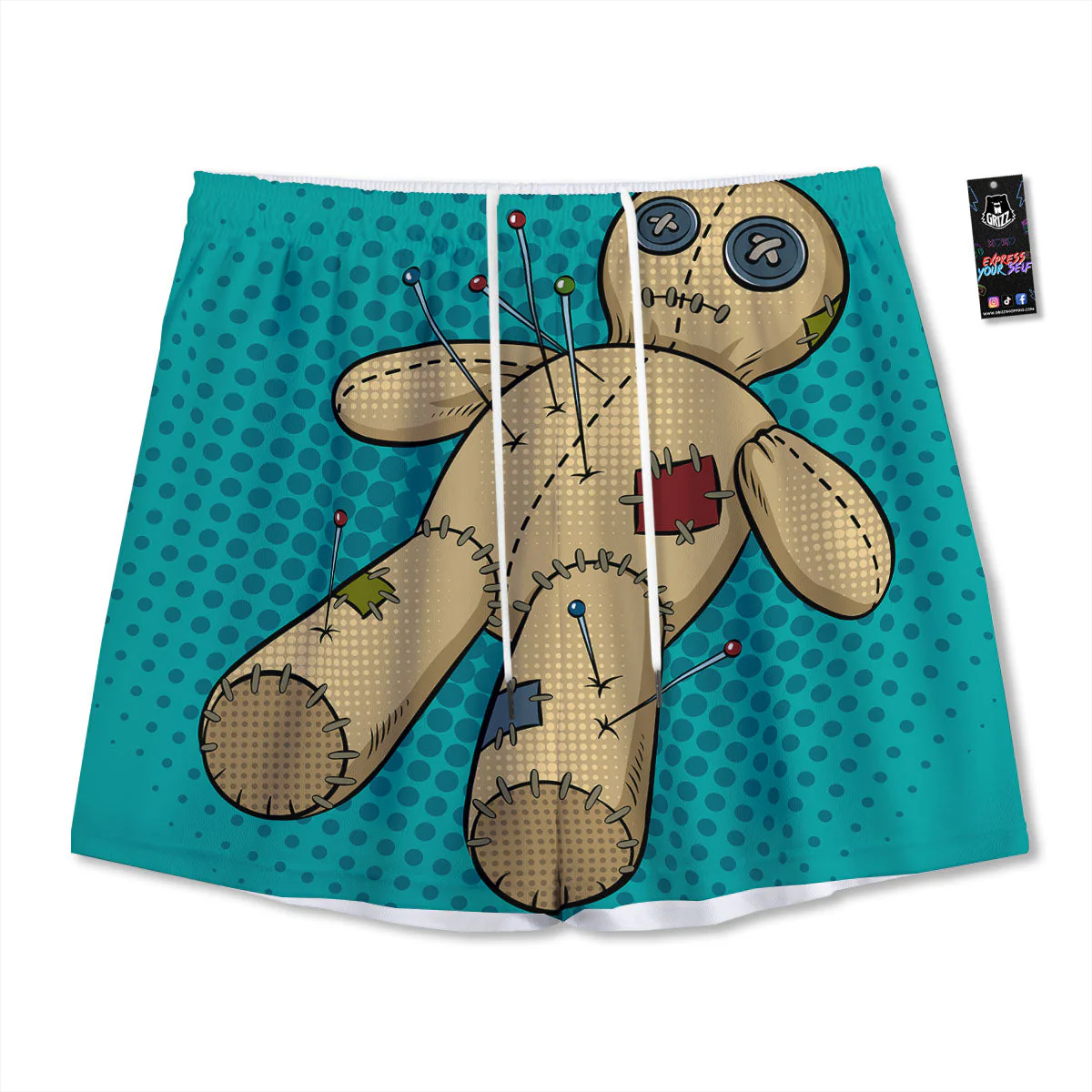 Doll Voodoo Print Mesh Shorts