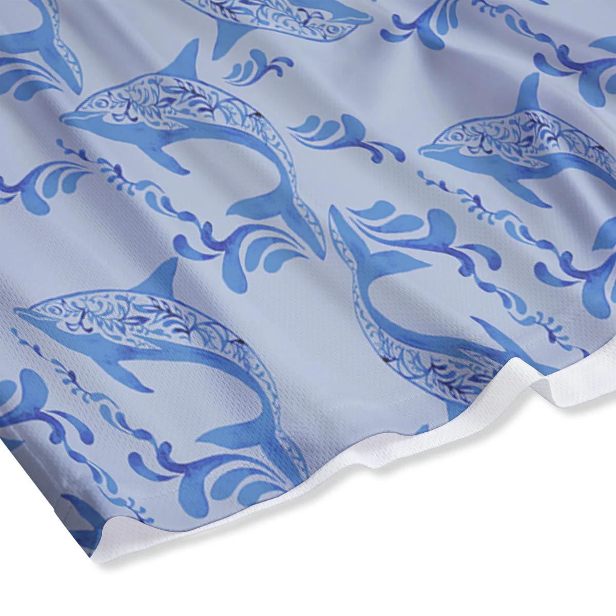 Dolphins Blue Print Pattern Mesh Shorts - Image 4