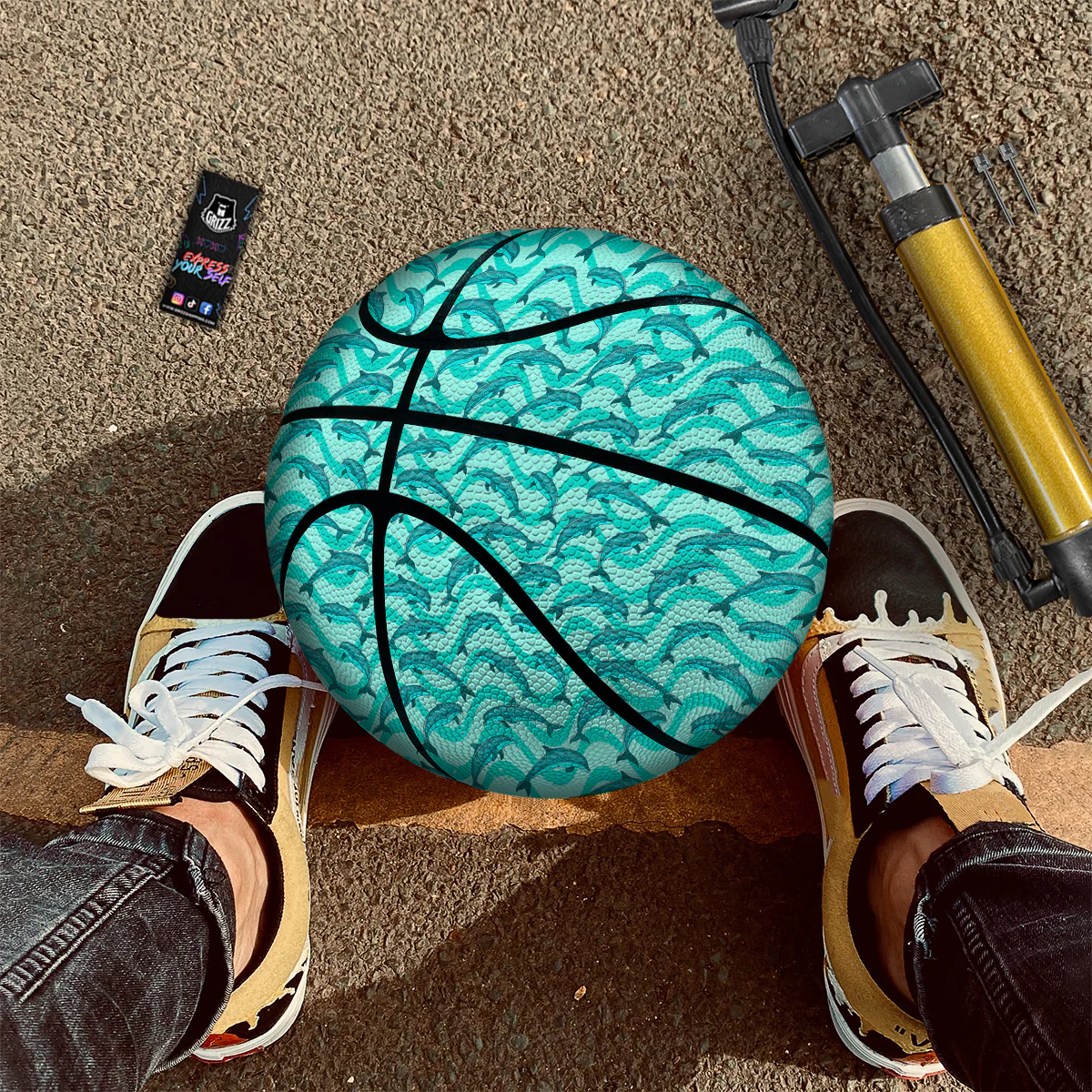 Dolphins In The Ocean Cute Print Pattern Basketball - Image 2