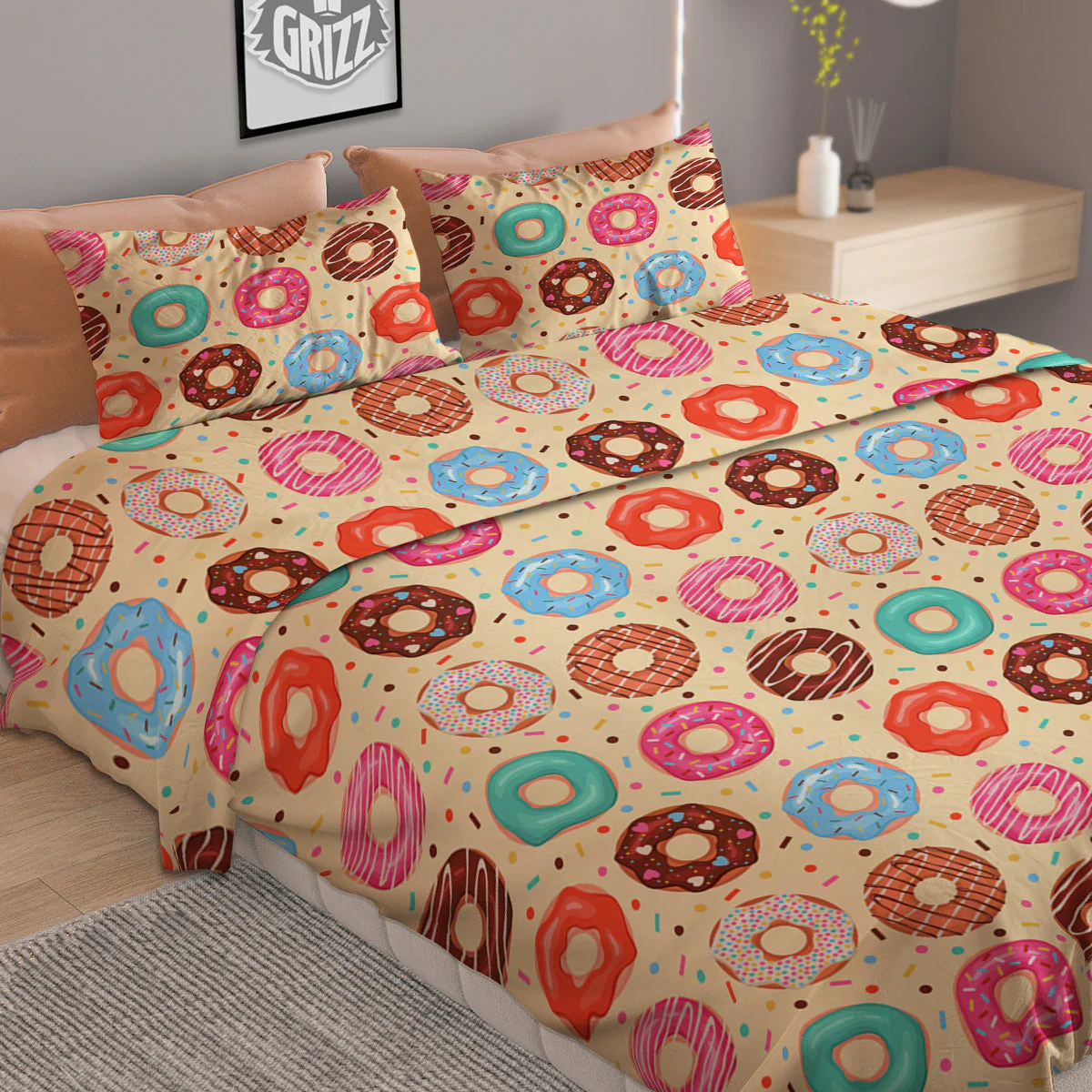 Donut Colorful Print Pattern Duvet Cover Bedding Set - Image 2