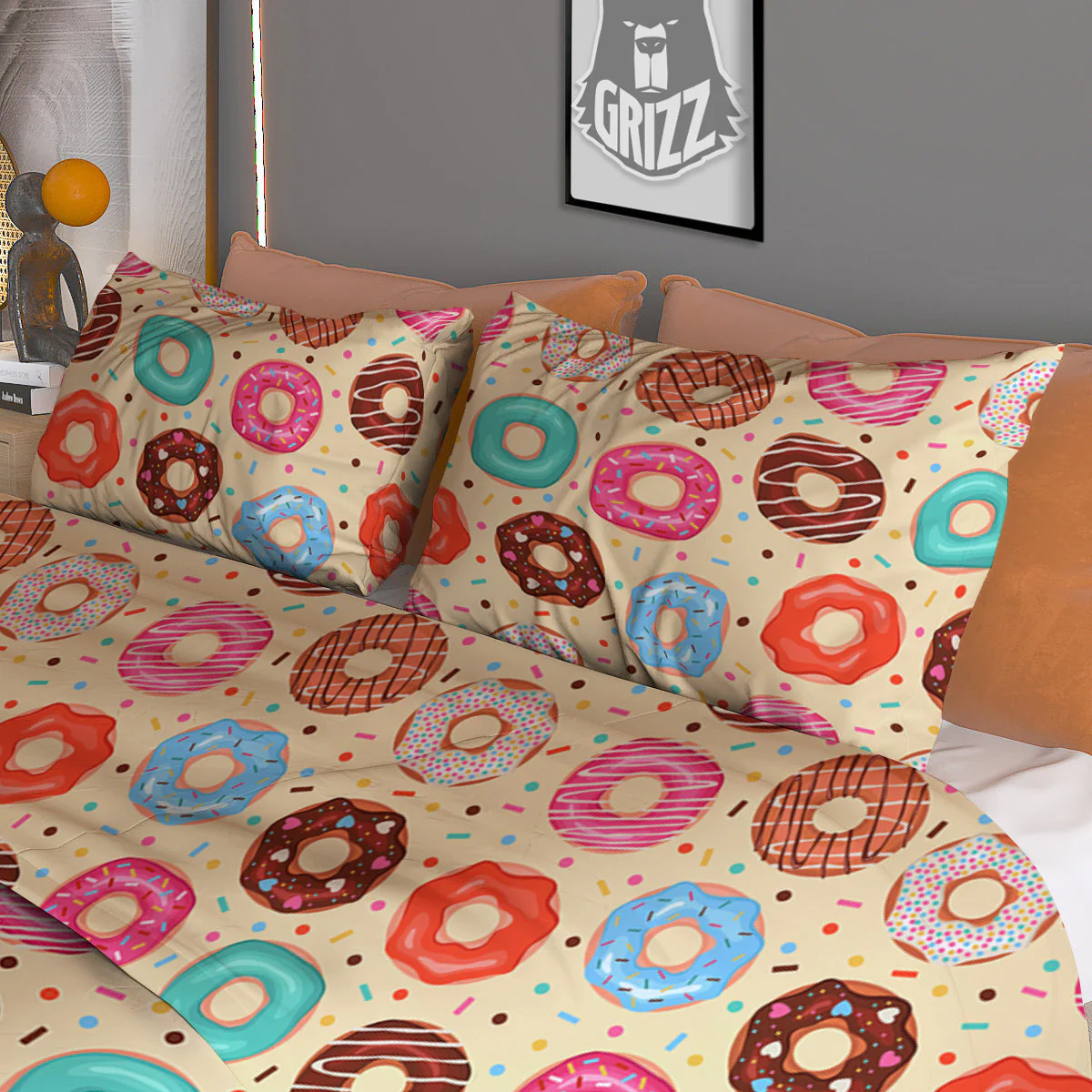Donut Colorful Print Pattern Duvet Cover Bedding Set - Image 3