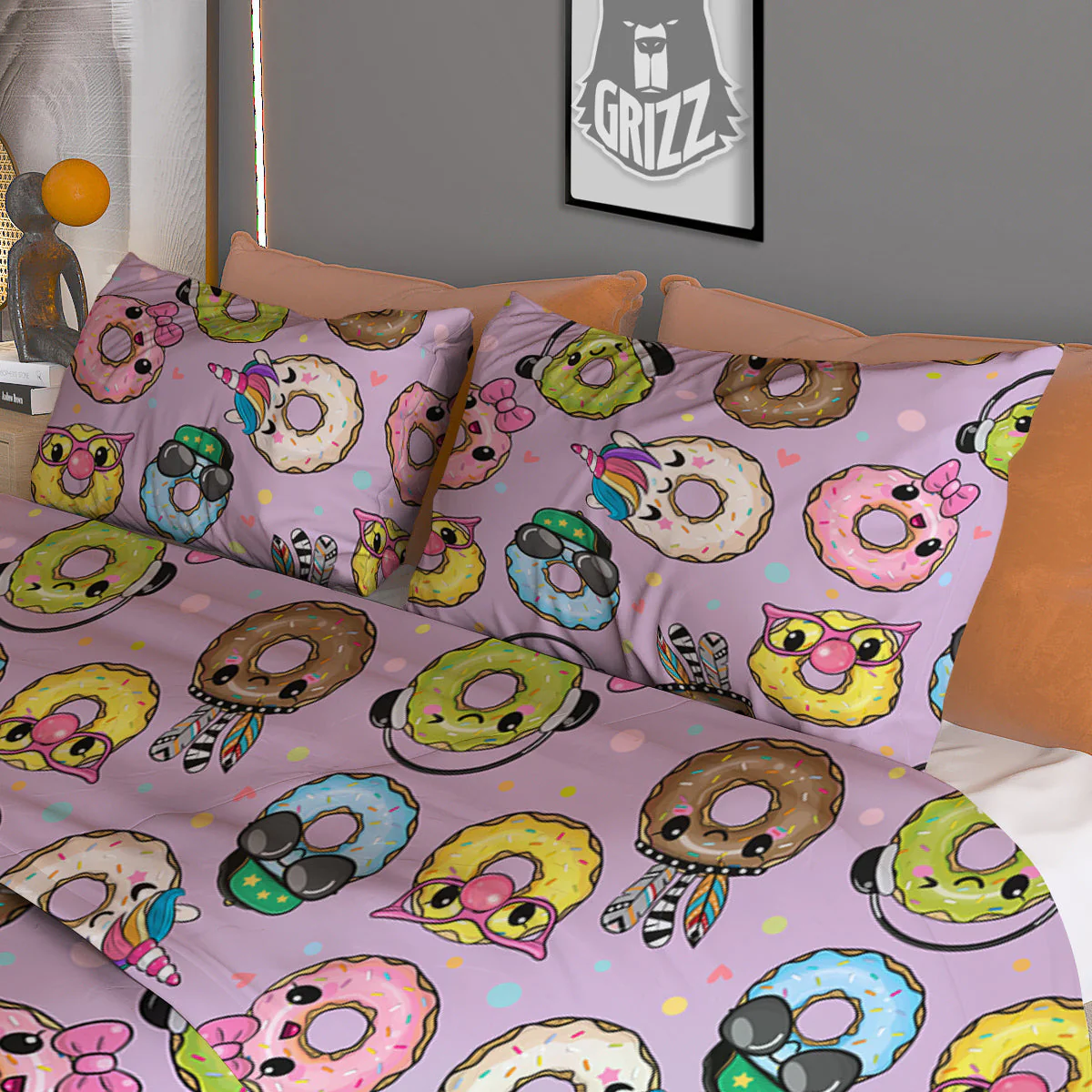 Donut Cute Print Pattern Duvet Cover Bedding Set - Image 3