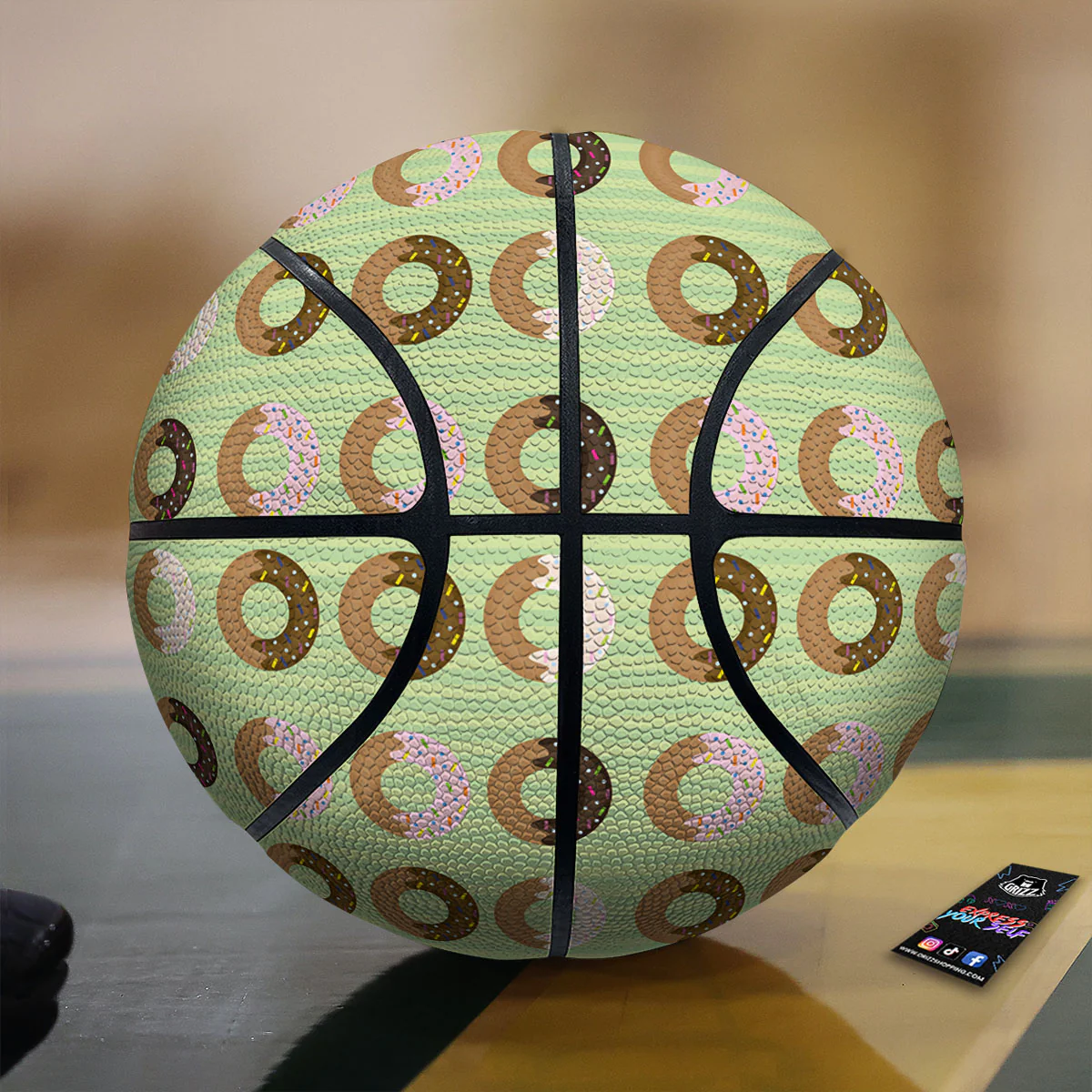 Donut Striped Green Print Pattern Basketball
