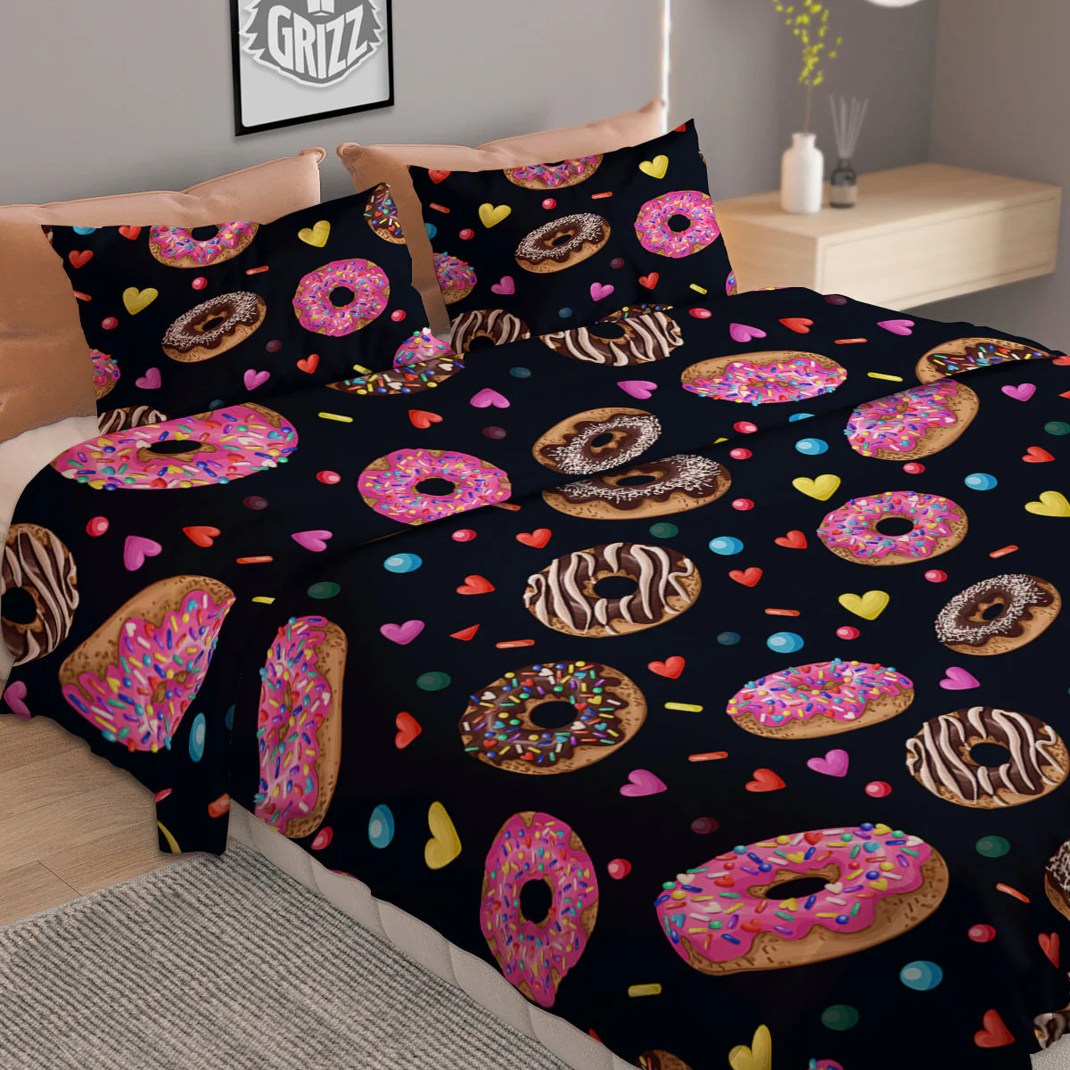 Donut Yummy Print Pattern Duvet Cover Bedding Set - Image 2