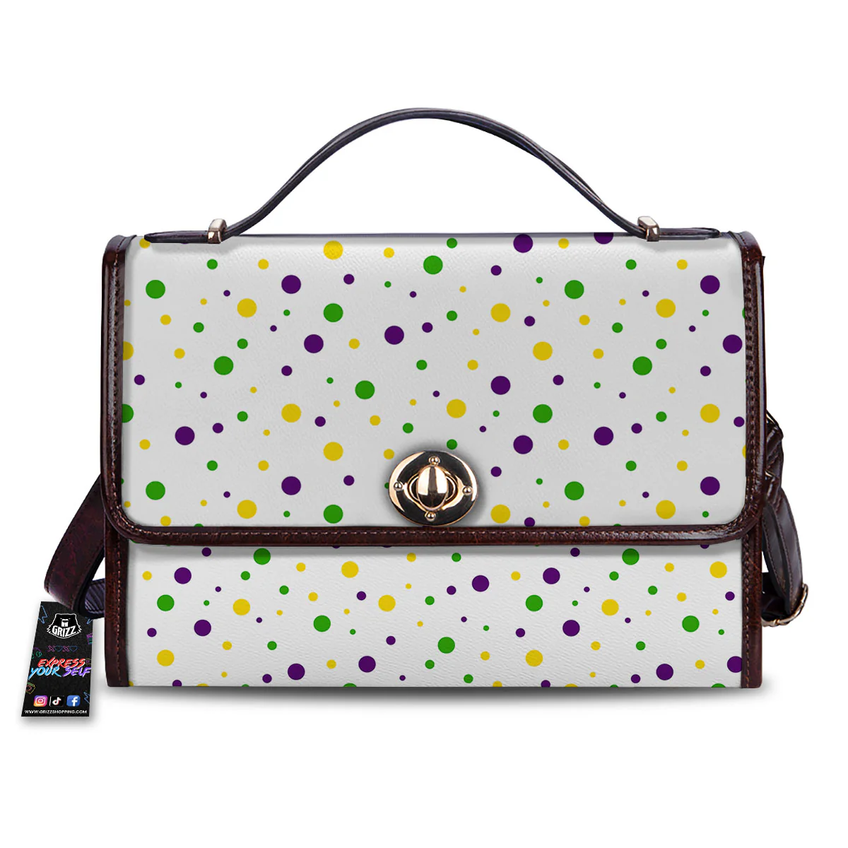 Dot Mardi Gras Print Pattern Women's Satchel Bag
