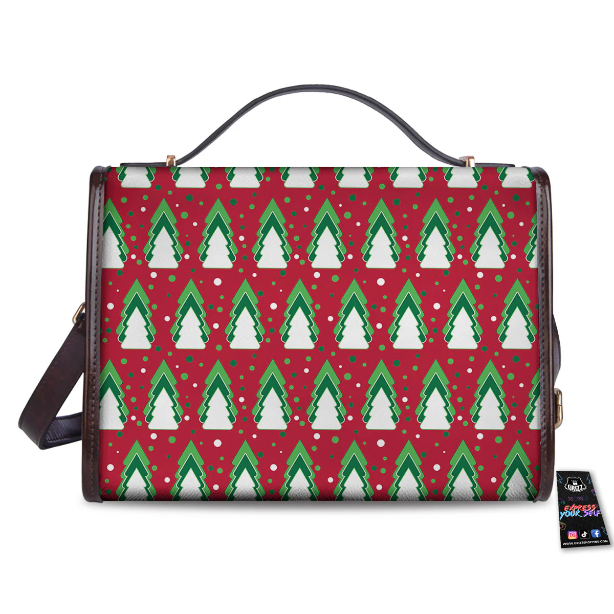 Dots Merry Christmas Print Pattern Women's Satchel Bag - Image 2