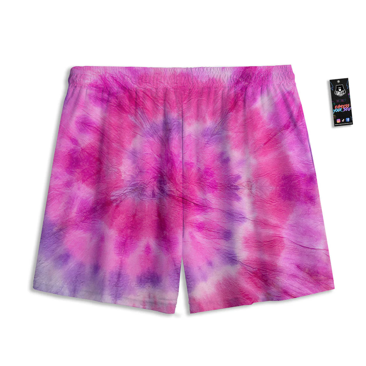 Double Pink Tie Dye Print Mesh Shorts - Image 2