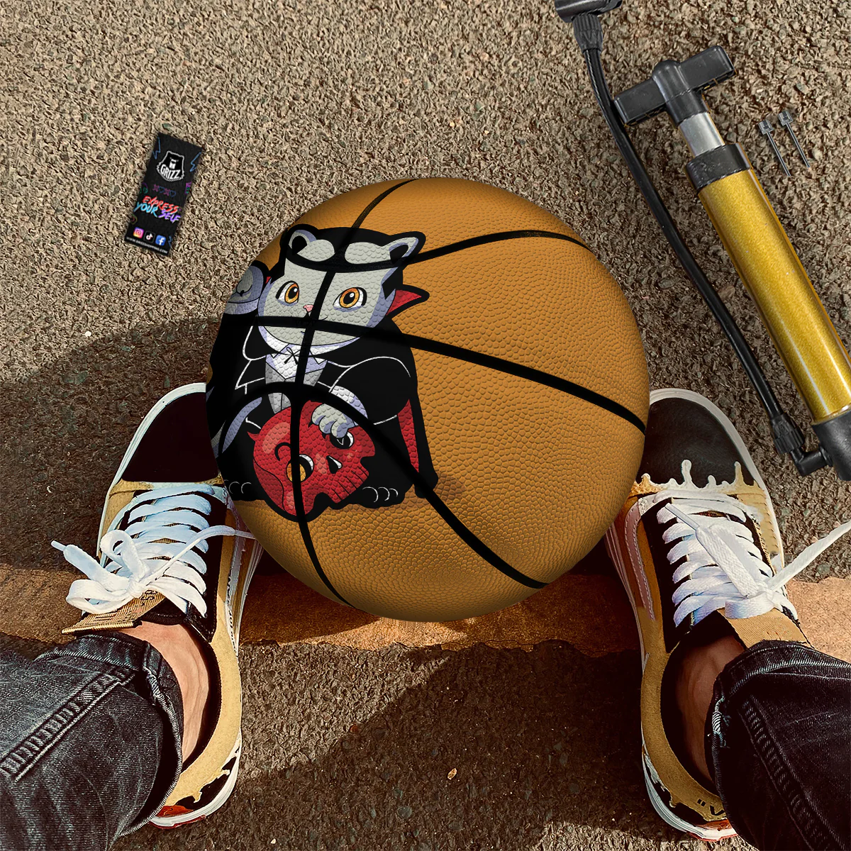 Dracula Cute Cat Print Basketball - Image 2