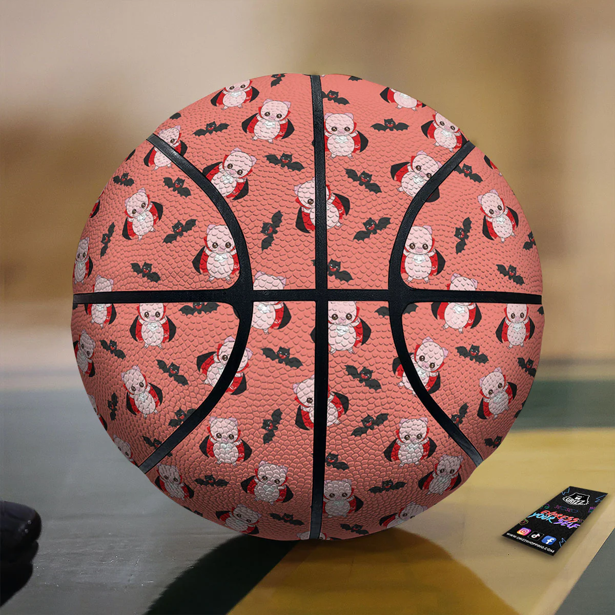 Dracula Pig Print Pattern Basketball
