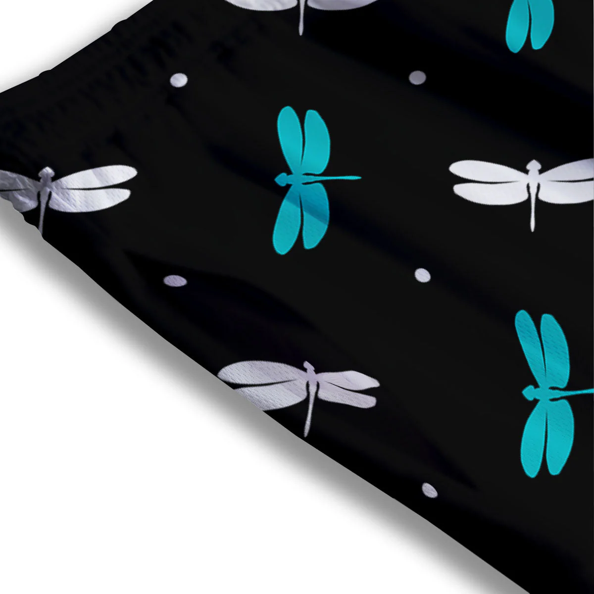 Dragonfly Polka Dot Print Pattern Mesh Shorts - Image 3