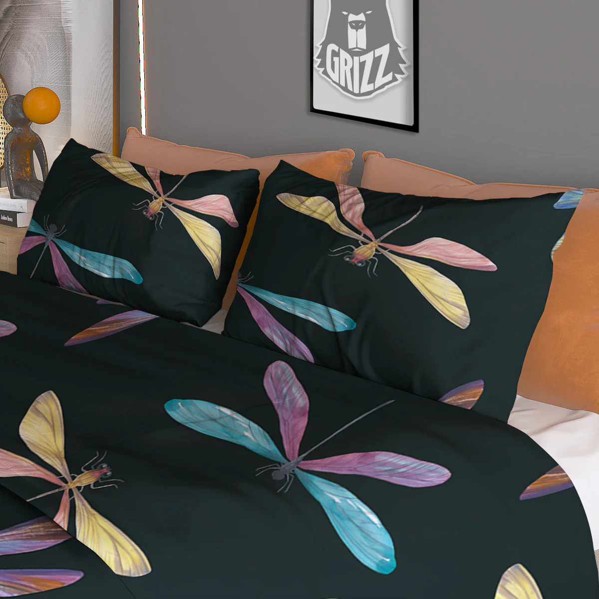 Dragonfly Vintage Print Pattern Duvet Cover Bedding Set - Image 3