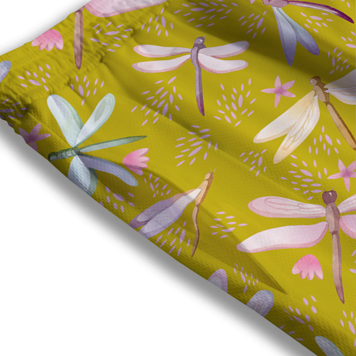 Dragonfly Yellow Watercolor Print Pattern Mesh Shorts - Image 3