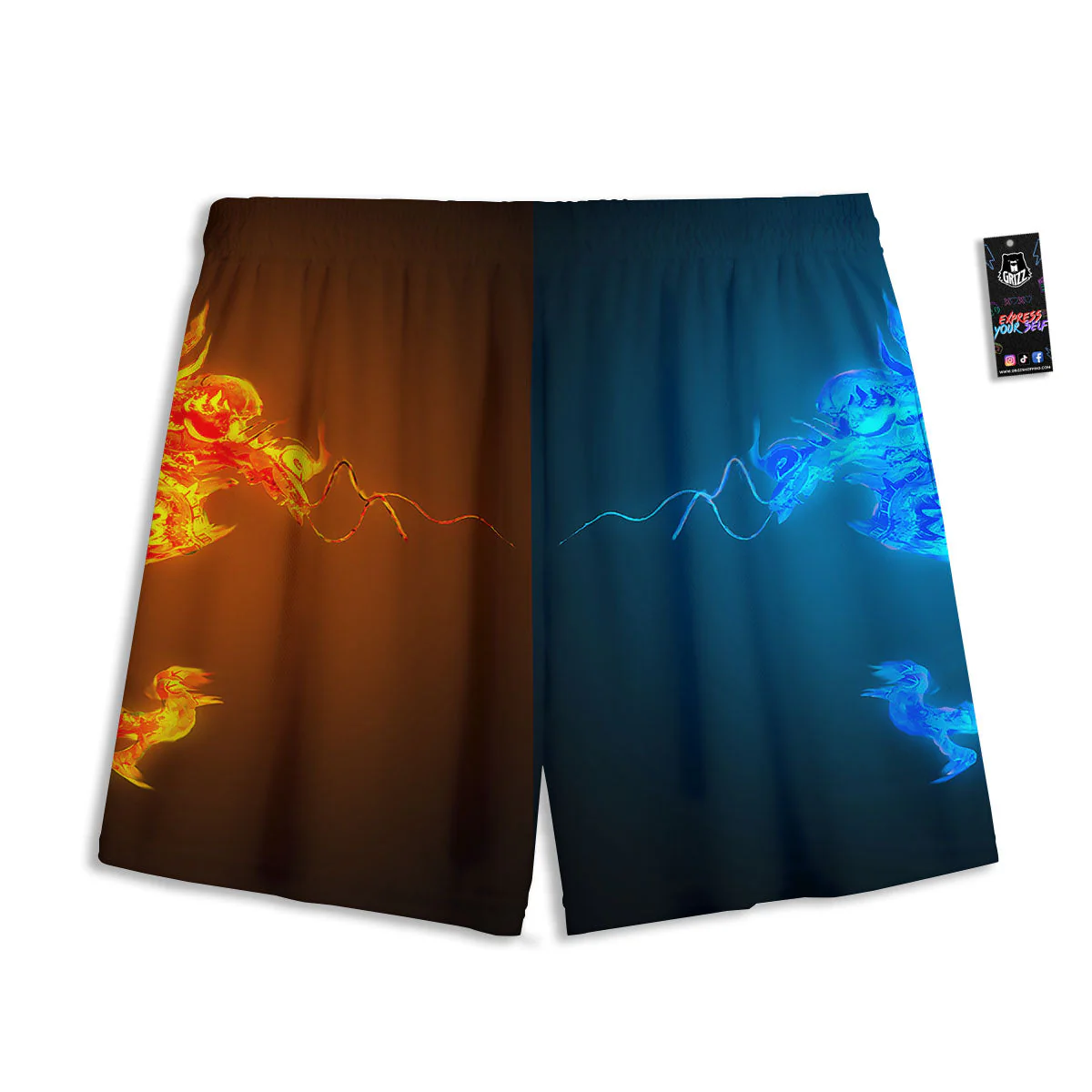 Dragons Ice And Fire Print Mesh Shorts - Image 2