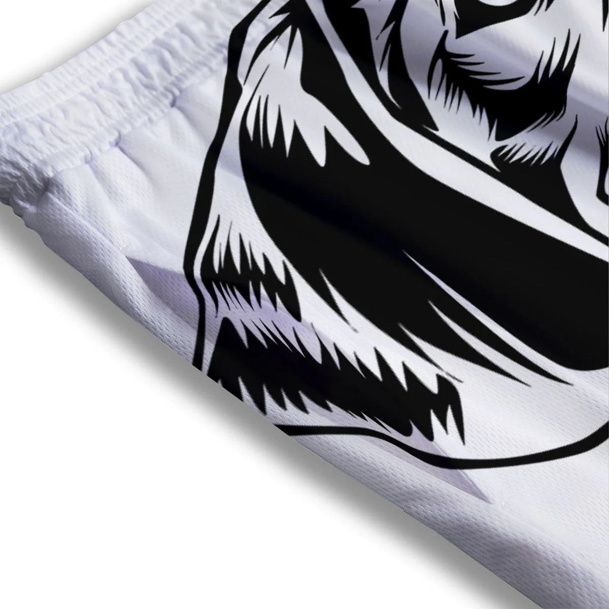 Drawing Beagle White And Black Print Mesh Shorts - Image 3