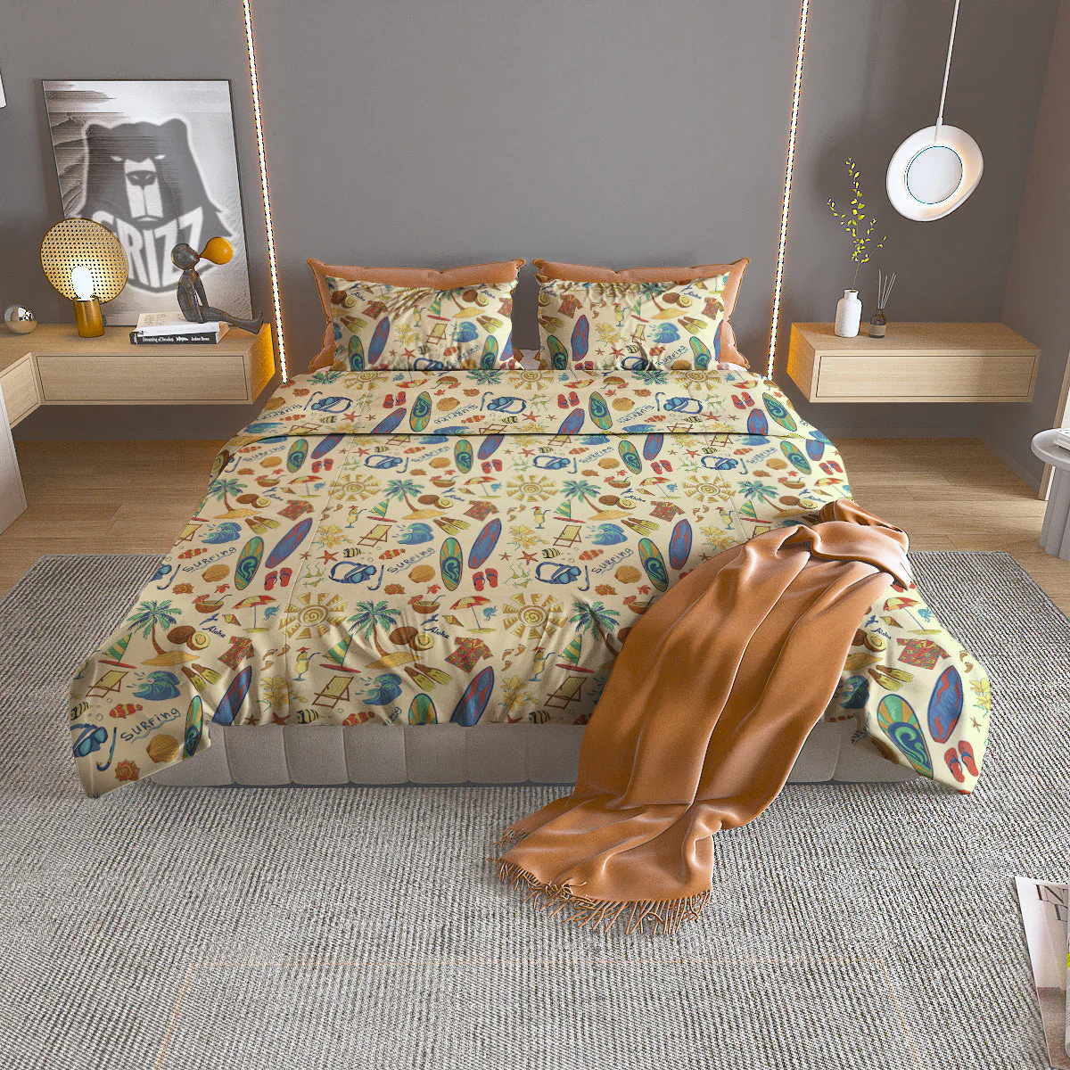 Drawing Summer Color Print Pattern Duvet Cover Bedding Set