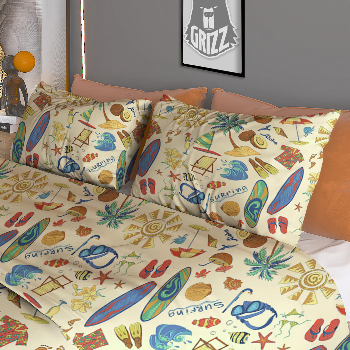 Drawing Summer Color Print Pattern Duvet Cover Bedding Set - Image 3