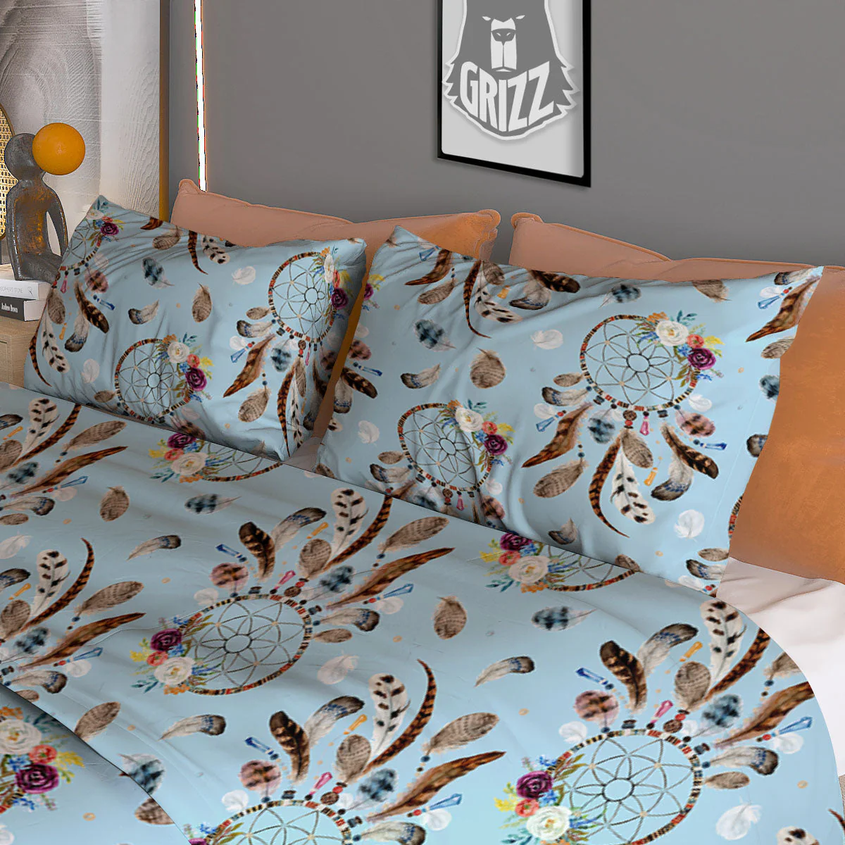 Dream Catcher Blue Indian Print Pattern Duvet Cover Bedding Set - Image 3