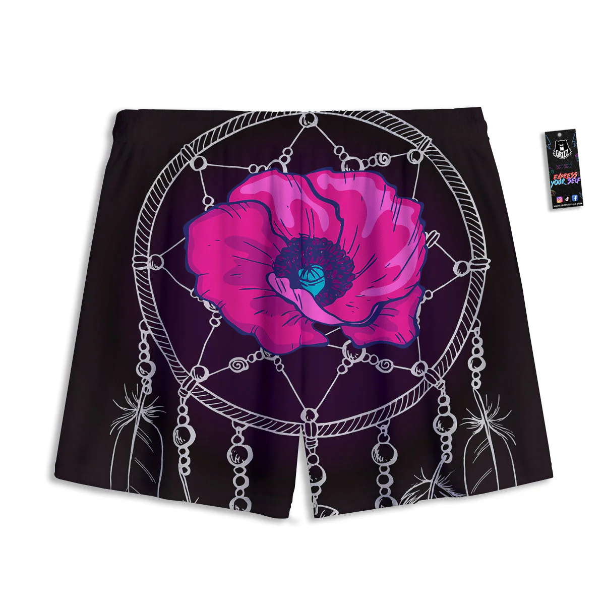 Dream Catcher Flower Bohemian Print Mesh Shorts - Image 2