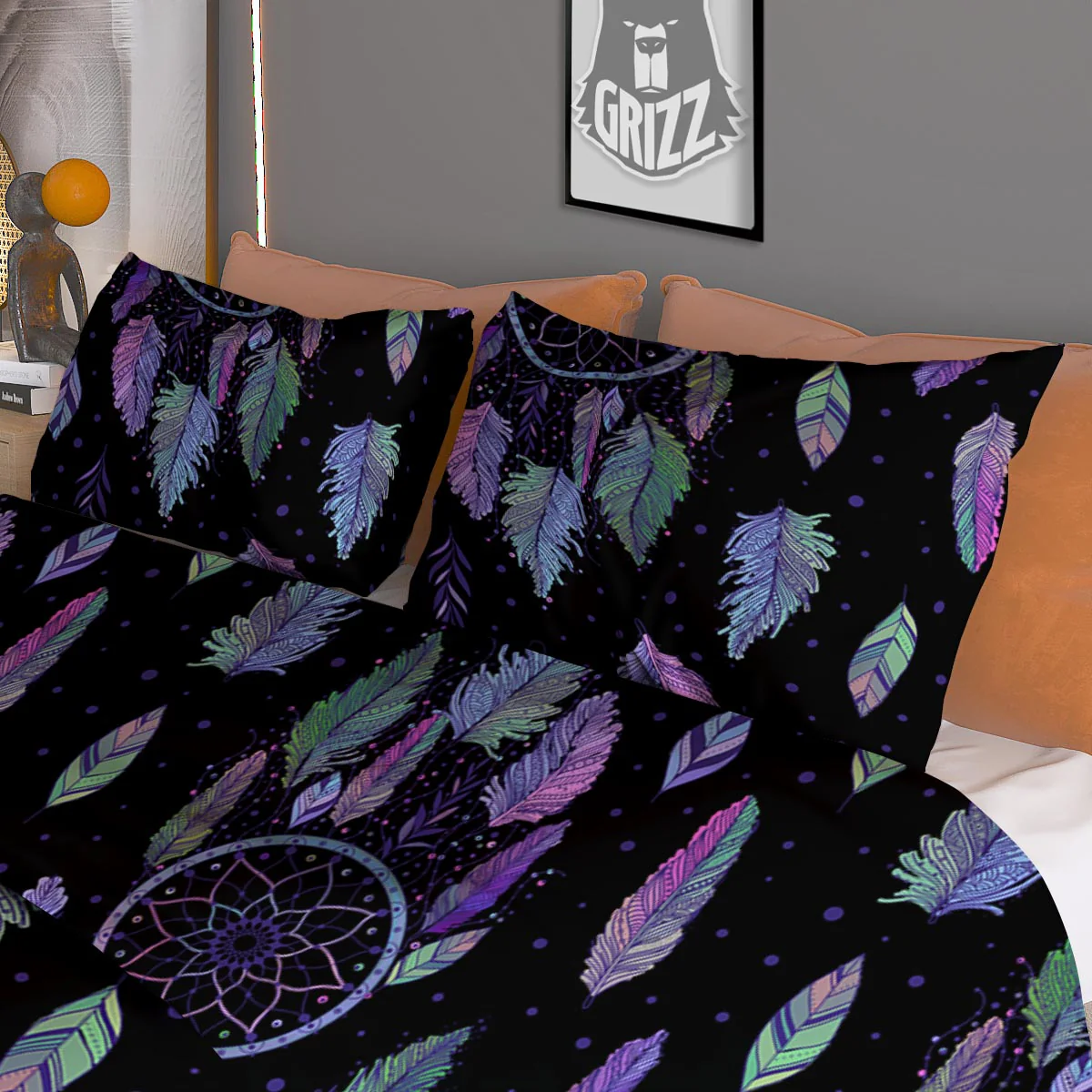 Dream Catcher Purple And Teal Print Pattern Duvet Cover Bedding Set - Image 3