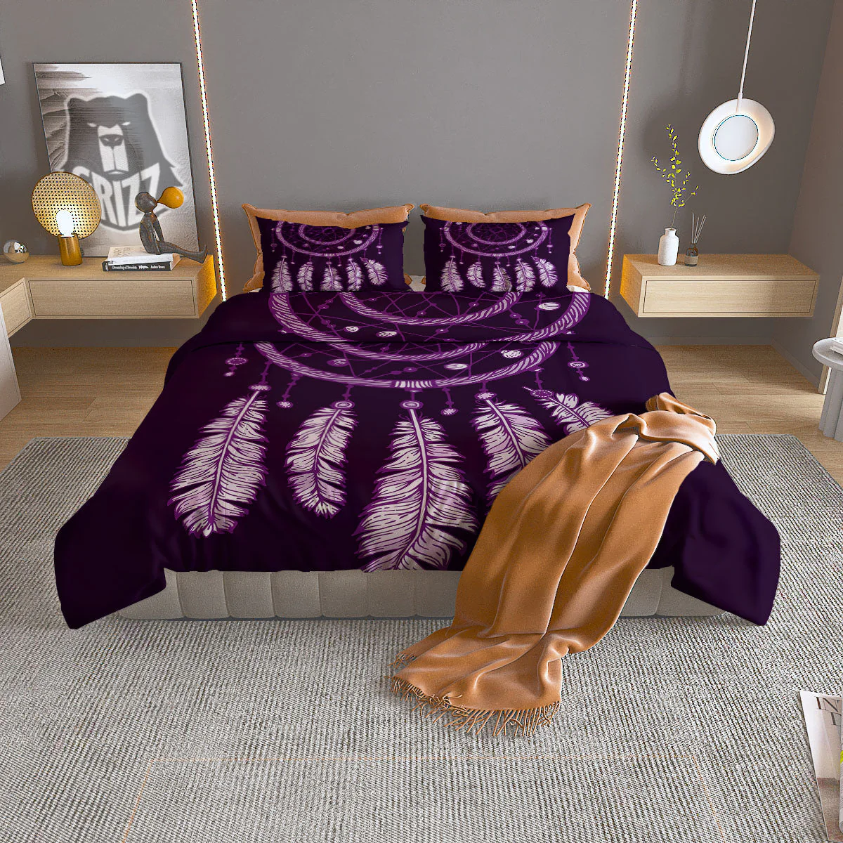Dream Catcher Purple Indian Print Duvet Cover Bedding Set