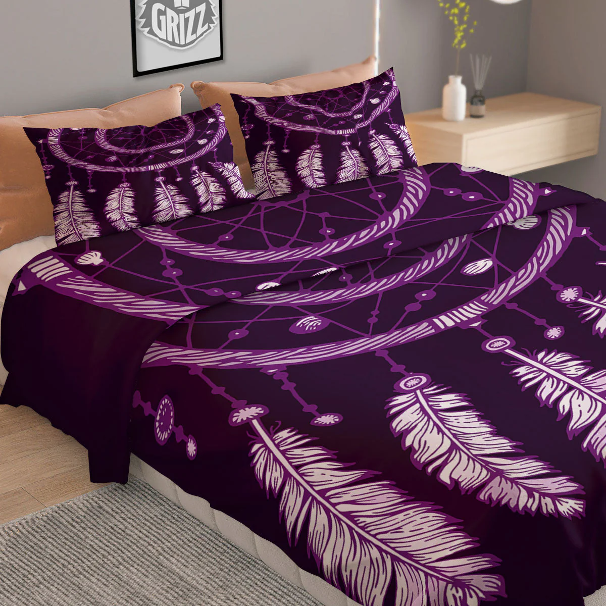 Dream Catcher Purple Indian Print Duvet Cover Bedding Set - Image 2