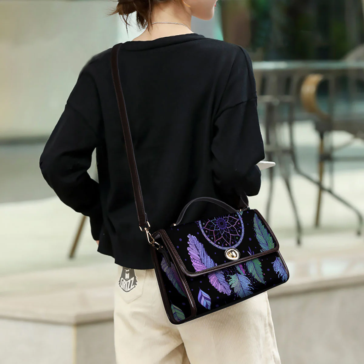 Dream Catcher Teal And Purple Print Women's Satchel Bag - Image 3