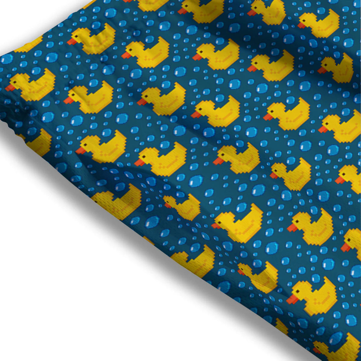 Duck 8-Bit Rubber Print Pattern Mesh Shorts - Image 3
