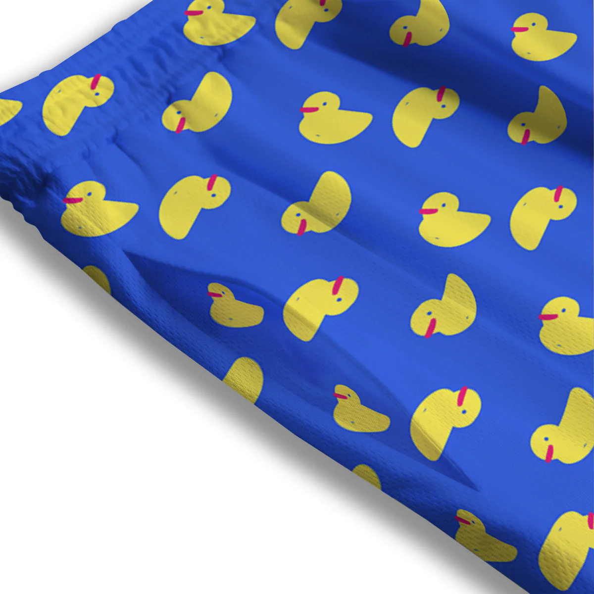 Duck Blue Yellow Print Pattern Mesh Shorts - Image 3