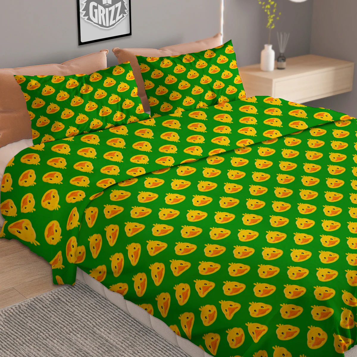Duck Cute Cartoon Print Pattern Duvet Cover Bedding Set - Image 2