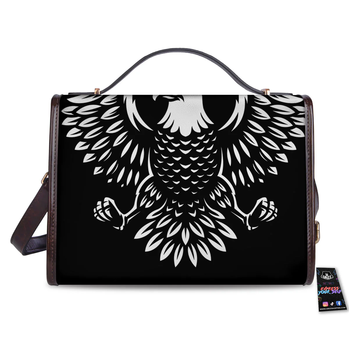 Eagle Monochrome Print Women's Satchel Bag - Image 2