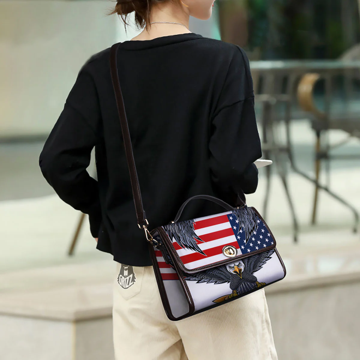 Eagle Patriotic American Print Women's Satchel Bag - Image 3