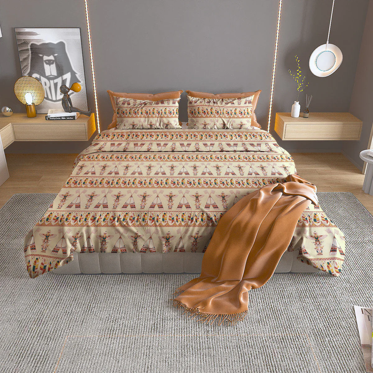 Eagle Totem Native American Print Duvet Cover Bedding Set
