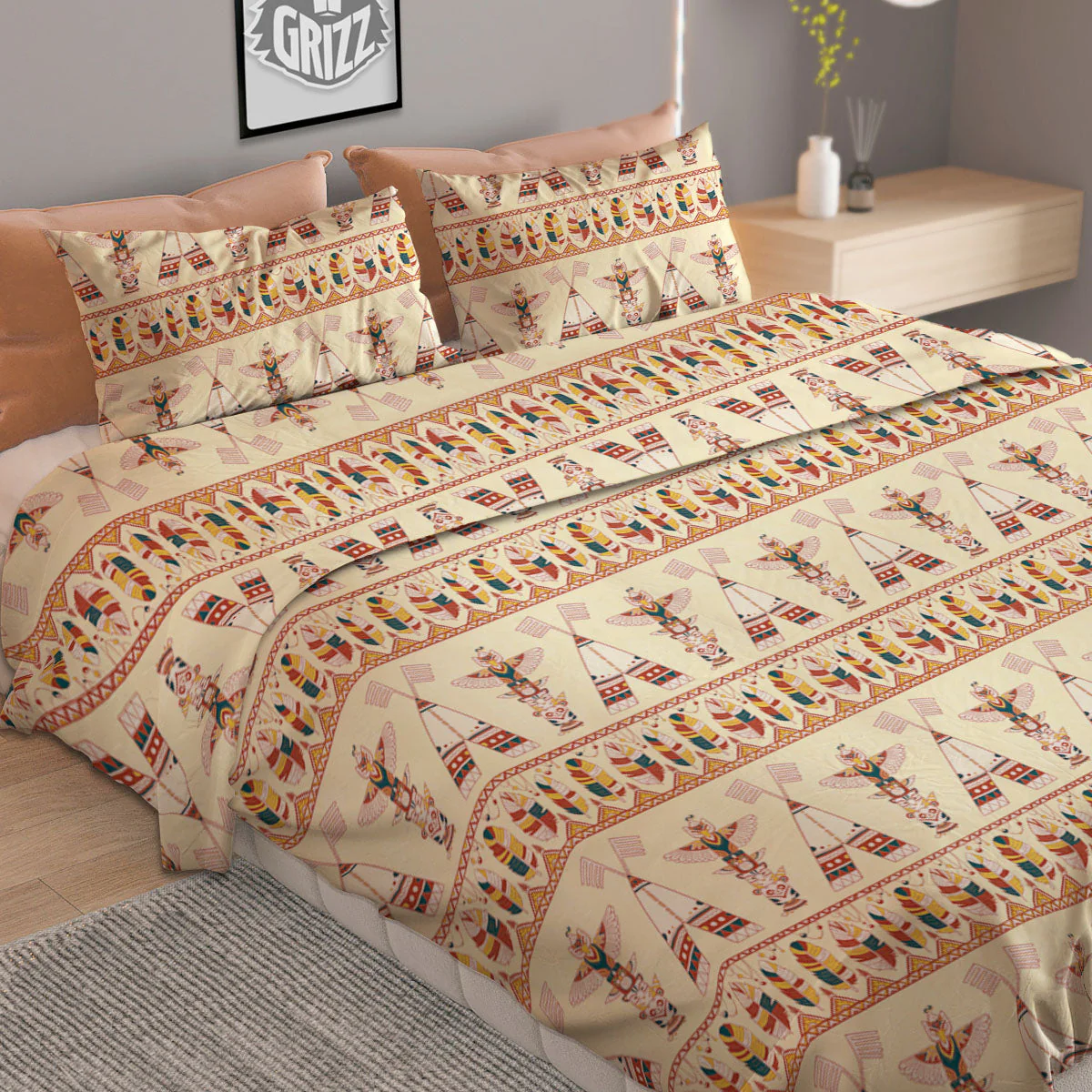 Eagle Totem Native American Print Duvet Cover Bedding Set - Image 2