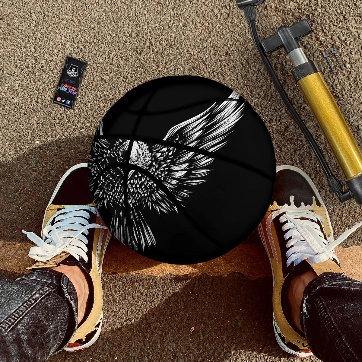 Eagle White And Black Print Basketball - Image 2