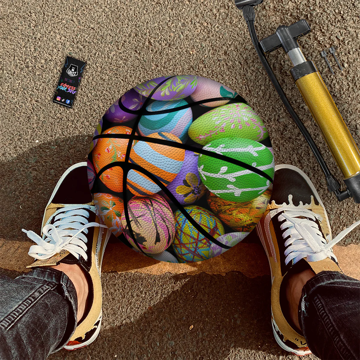 Easter Eggs Colorful Print Basketball - Image 2