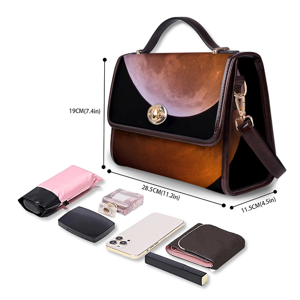 Eclipse Total Lunar Print Women's Satchel Bag - Image 4