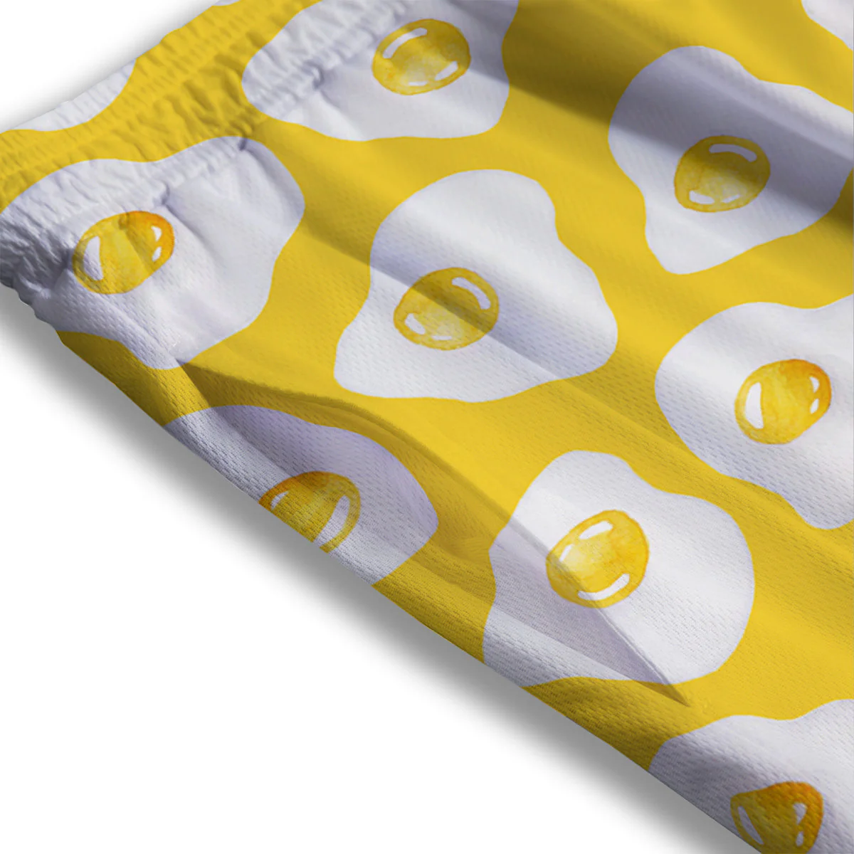Eggs Yellow Print Pattern Mesh Shorts - Image 3
