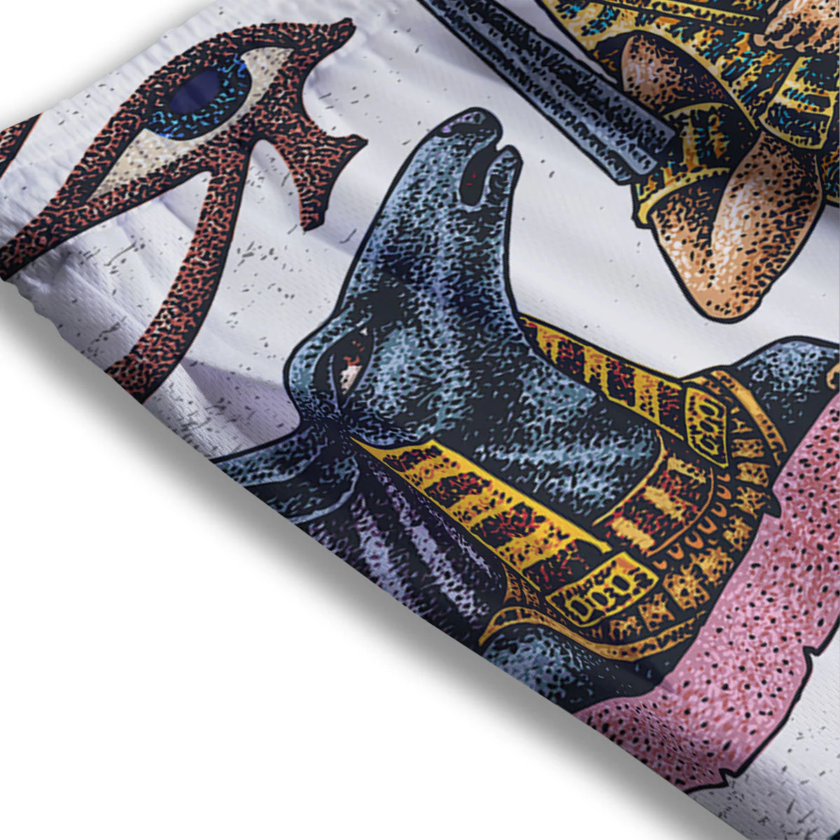 Egypt Hand Drawn Print Mesh Shorts - Image 3