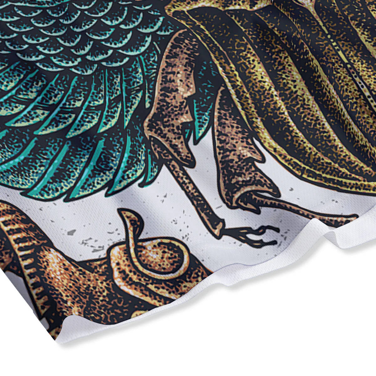 Egypt Hand Drawn Print Mesh Shorts - Image 4