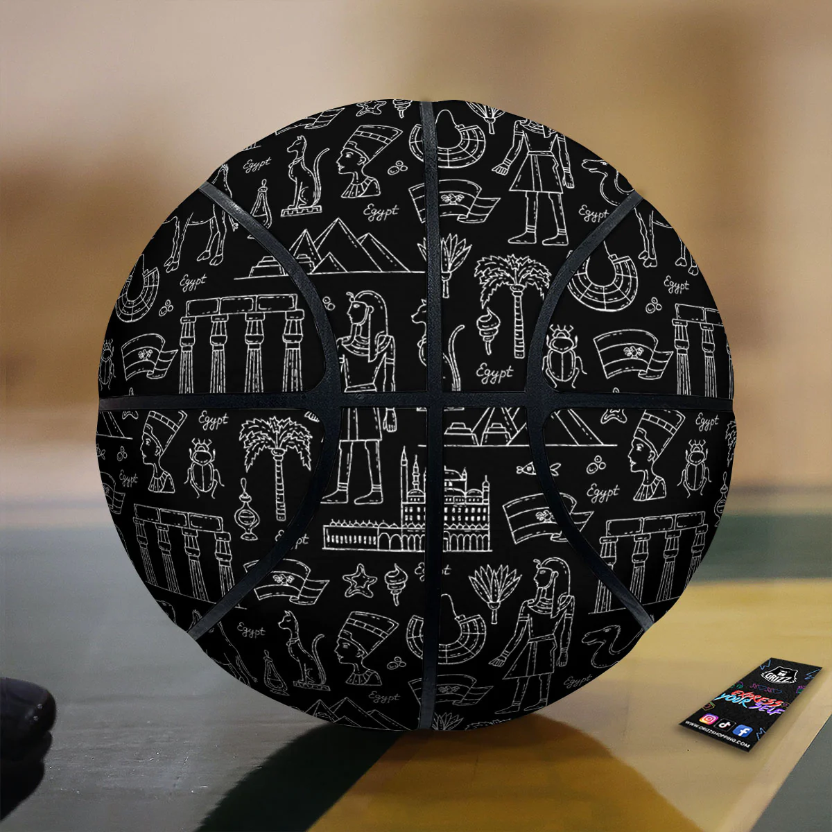 Egypt White And Black Print Pattern Basketball