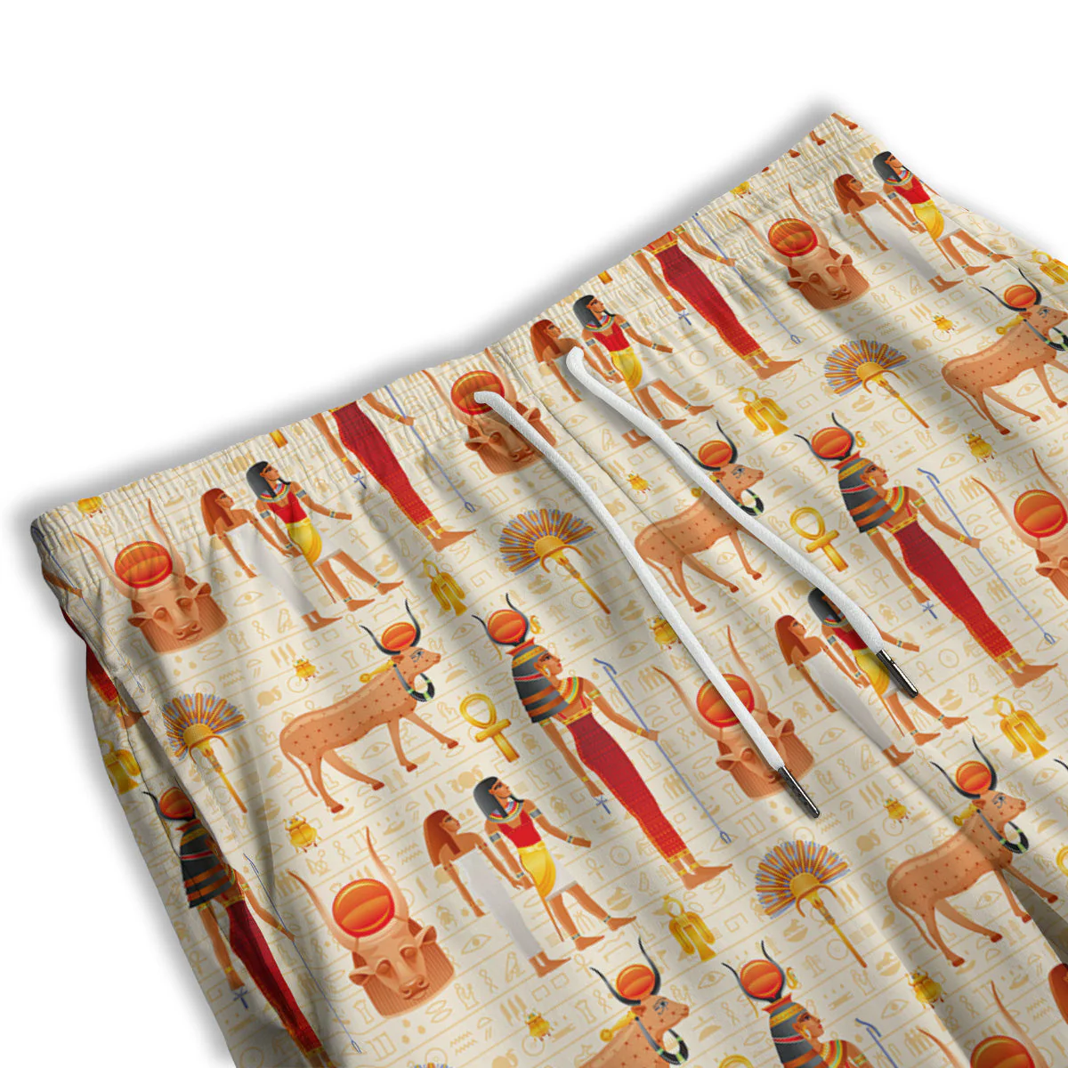 Egyptian Cow Hathor Goddess Print Pattern Men's Athletic Shorts - Image 3