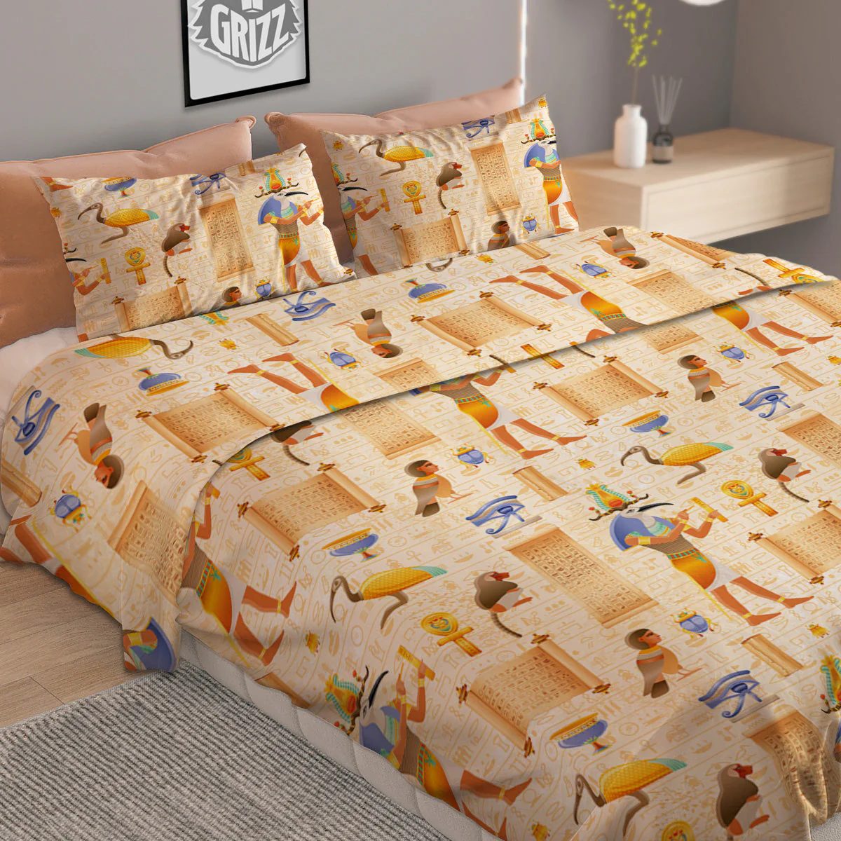 Egyptian Thoth Print Pattern Duvet Cover Bedding Set - Image 2